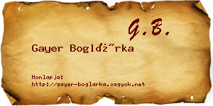 Gayer Boglárka névjegykártya